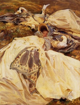 John Singer Sargent Painting - Dos chicas con vestidos blancos John Singer Sargent